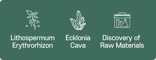 Lithospermum Erythrorhizon, Ecklonia Cava, Discovery of  Raw Materials
